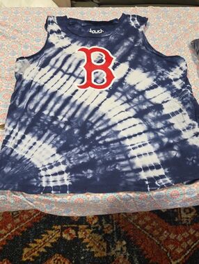 Touch Navy Tie-Dye Muscle Tank with Red 'B' Logo